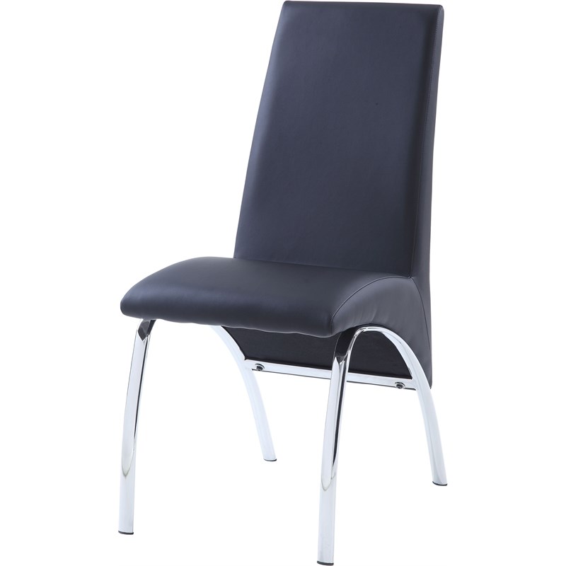 ACME Pervis Side Chair in Black PU and Chrome