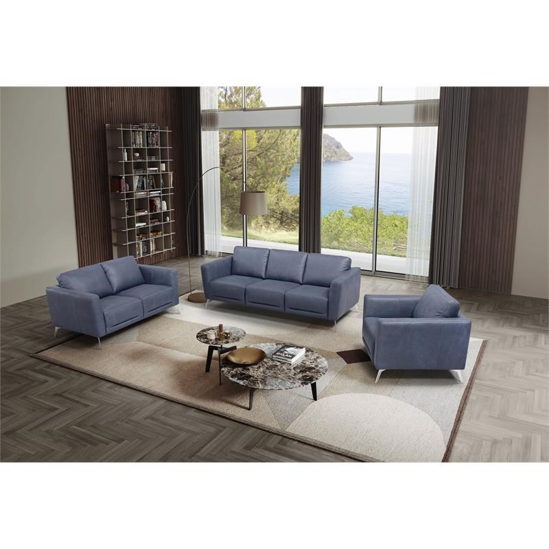 ACME Astonic Leather Upholstery Chair with Tight Black in Blue