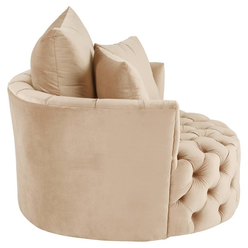ACME Zunyas Tufted Velvet Upholstery Accent Chair with Swivel Seat in Beige