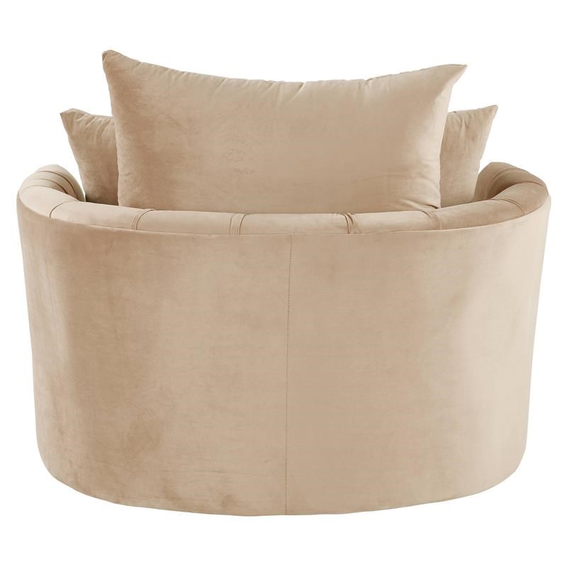 ACME Zunyas Tufted Velvet Upholstery Accent Chair with Swivel Seat in Beige