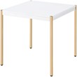 ACME Otrac Square Wooden Top End Table with Tube Legs in White and Gold
