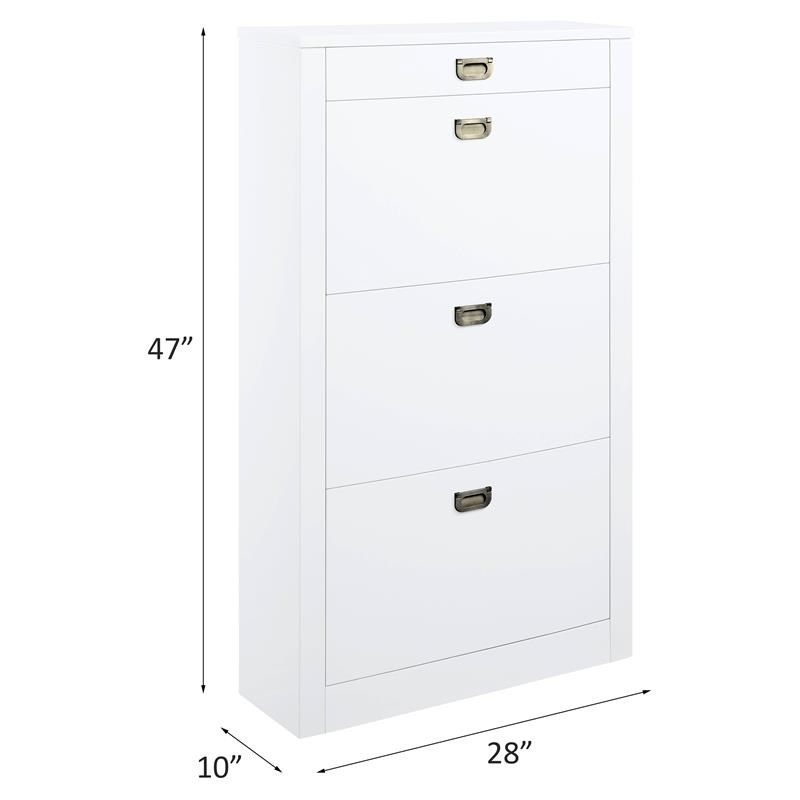 ACME Pagan Wooden Shoe Cabinet with Drawer in White High Gloss
