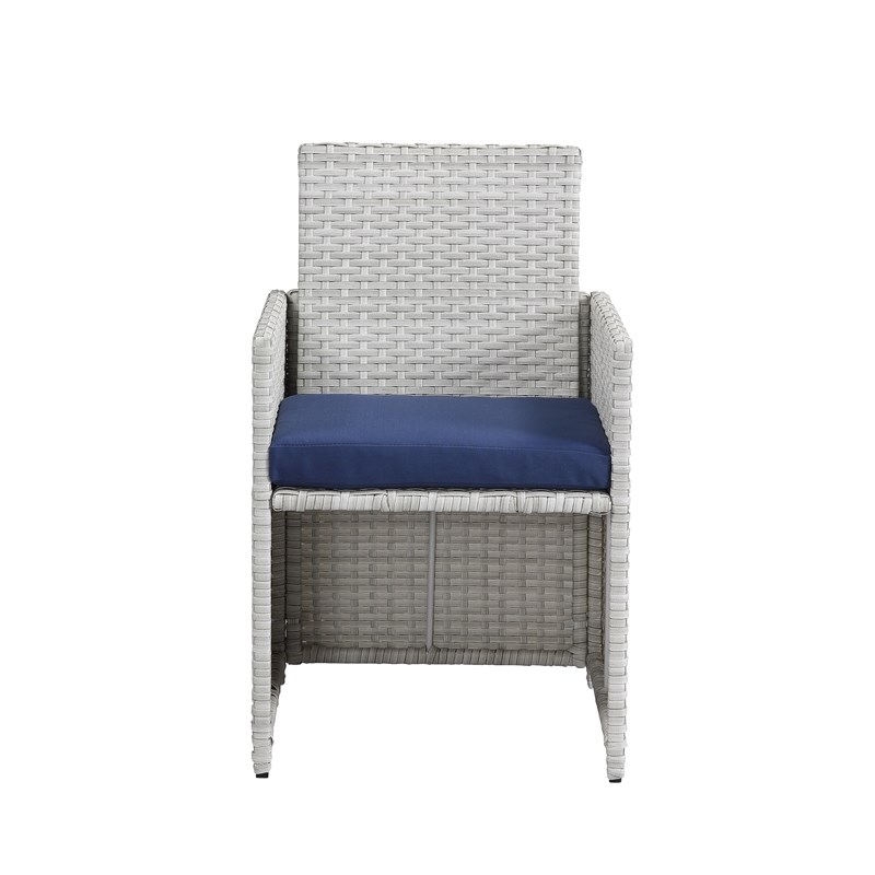 ACME Paitalyi 9 Pieces Pack Patio Set in Blue Fabric & Wicker
