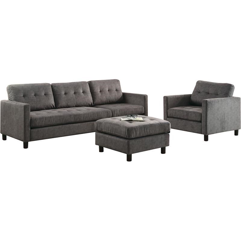 ACME Ceasar Sectional Sofa in Gray Fabric