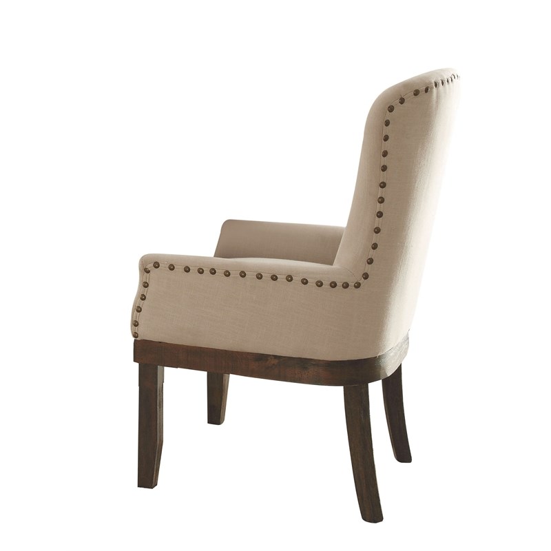 ACME Landon Arm Chair in Beige Linen & Salvage Brown