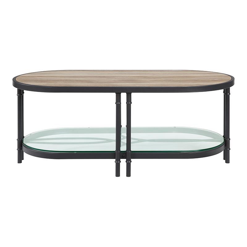 ACME Brantley Oval Coffee Table in Oak and Sandy Black