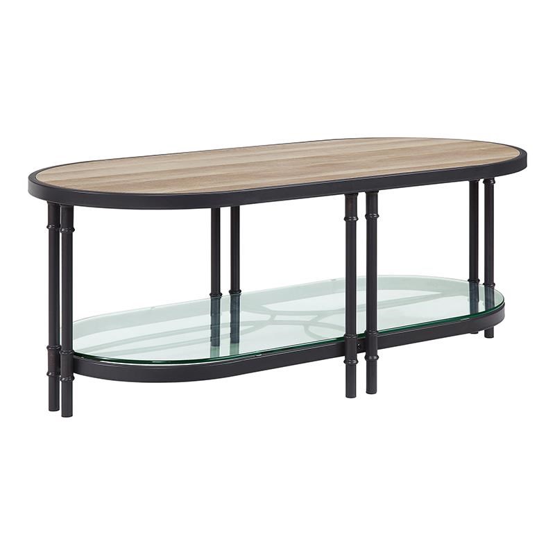 ACME Brantley Oval Coffee Table in Oak and Sandy Black