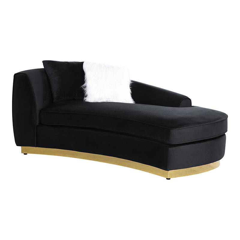 ACME Achelle Chaise with 2 Pillows in Black Velvet