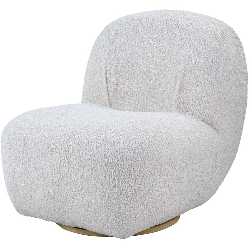 ACME Yedaid Accent Chair with Swivel in White Teddy Sherpa