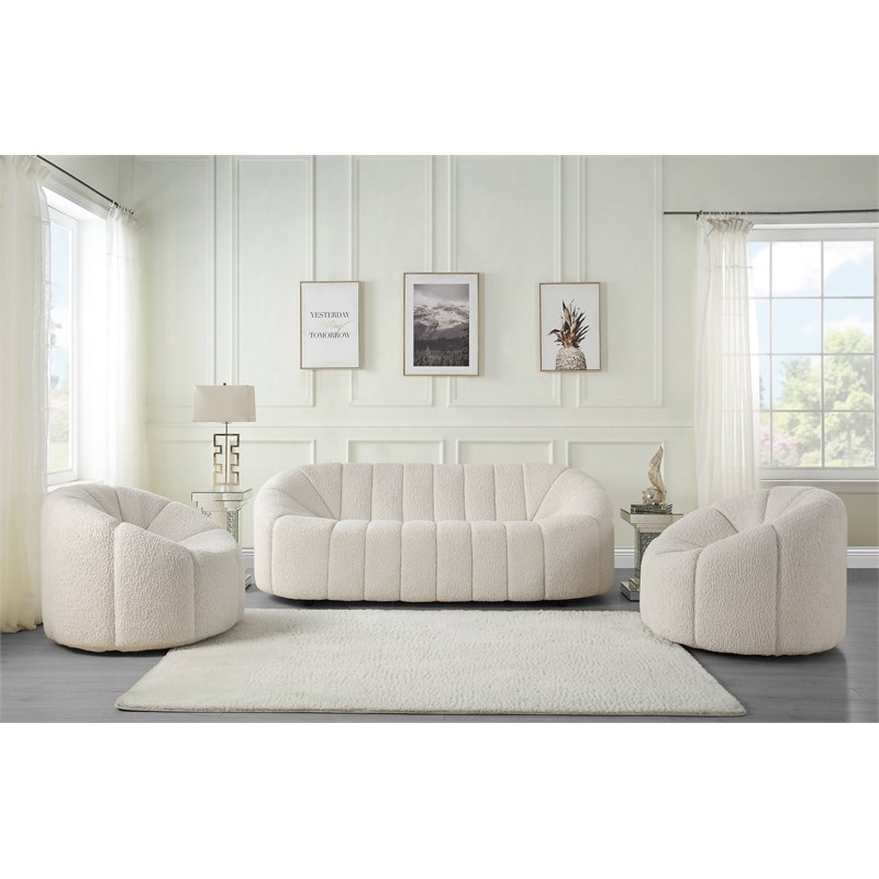 ACME Osmash Chair with Swivel in White Teddy Sherpa