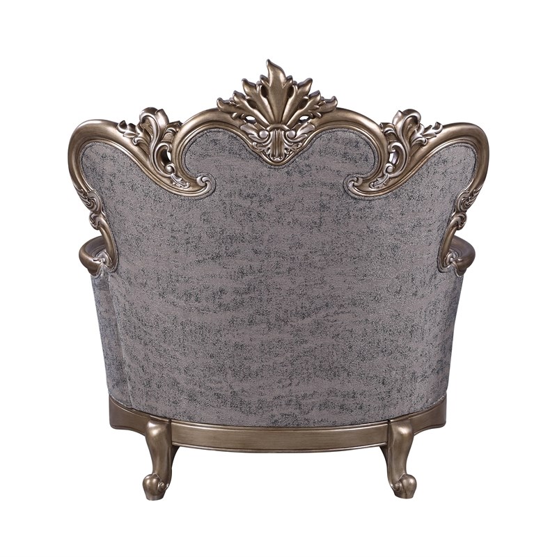 ACME Elozzol Chair with pillow in Fabric & Antique Bronze Finish