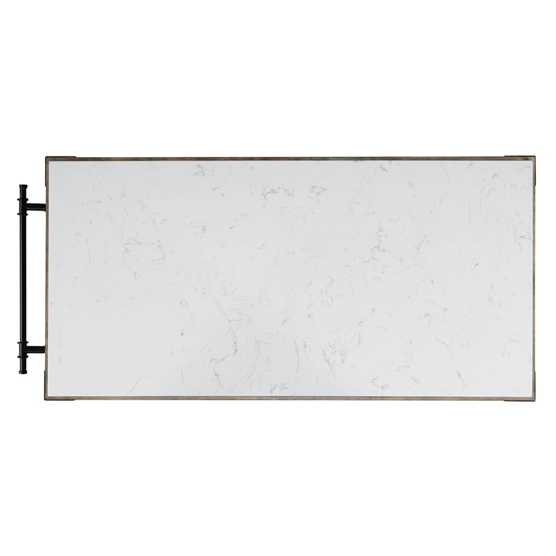 ACME Alforvott Kitchen Island in Marble & Weathered Gray Finish