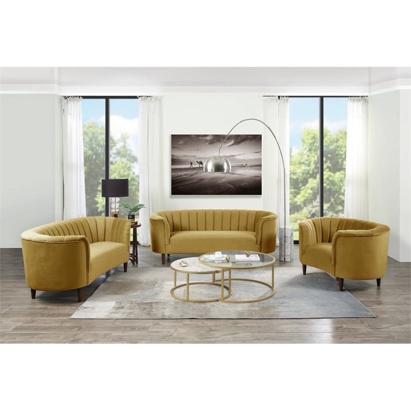 ACME Millephri Chair in Olive Yellow Velvet