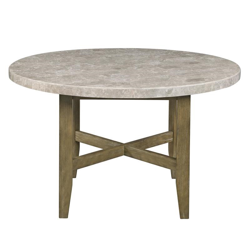 ACME Karsen Round Dining Table in Marble & Rustic Oak Finish