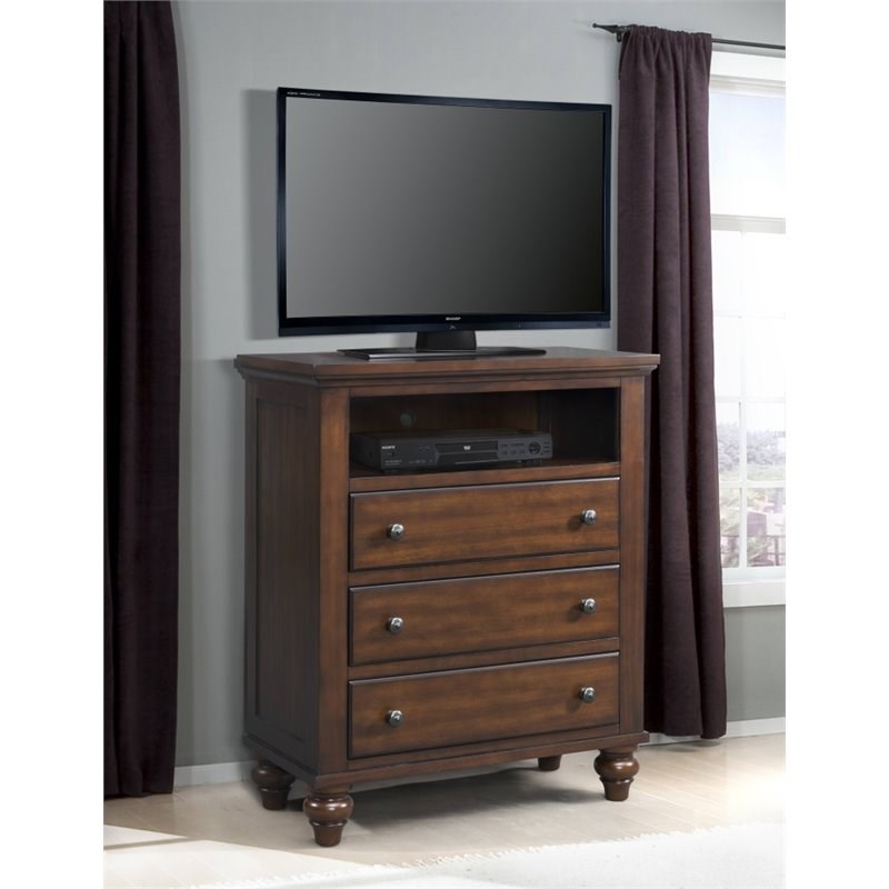 Picket House Furnishings Channing 3 Drawer Media Chest in Cherry