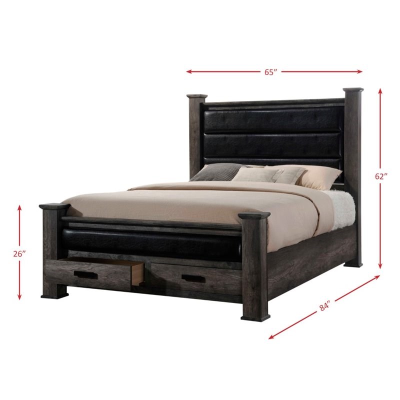 Picket House Furnishings Grayson Queen Poster Panel Bed in Gray Oak