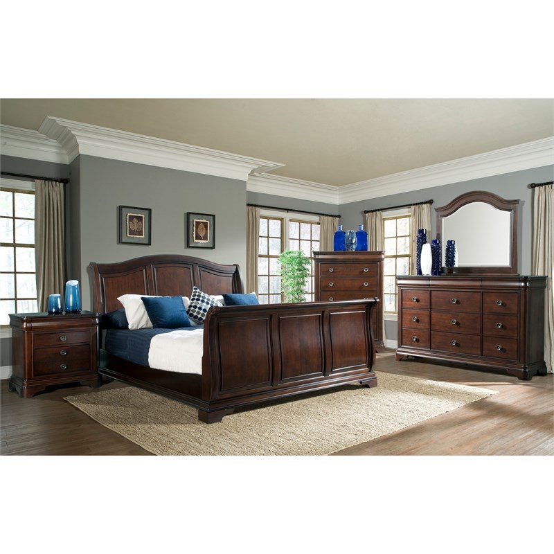 Picket House Conley Cherry King Sleigh Bed in Cherry | Homesquare