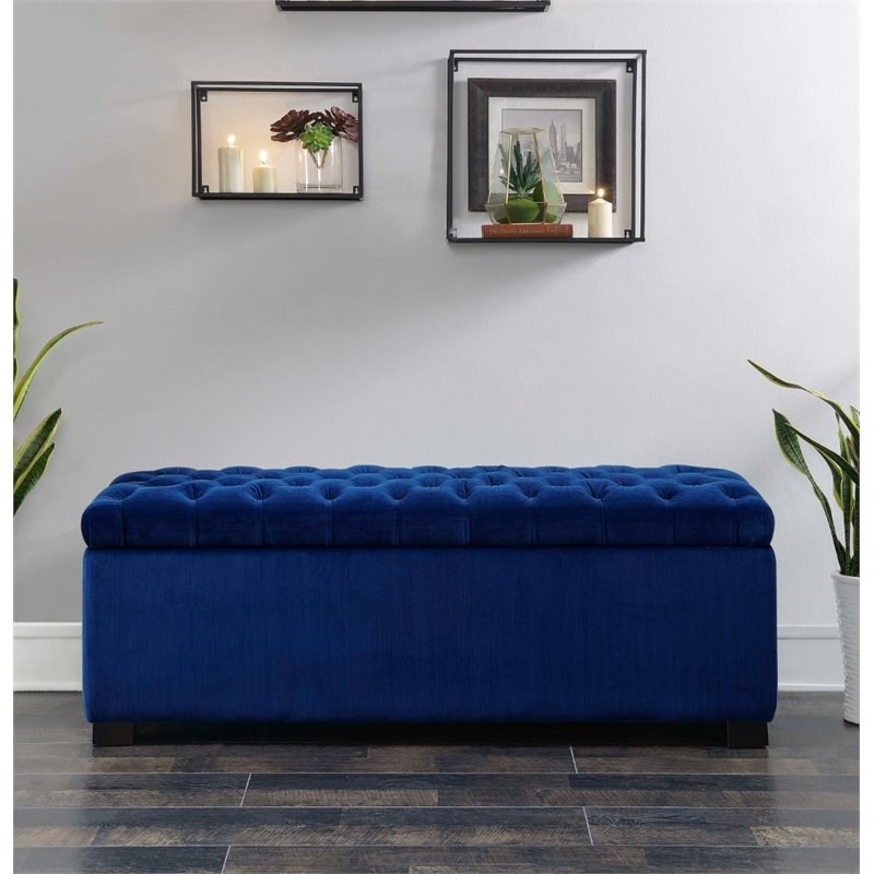 Picket House Furnishings Carson Shoe Storage Bench in Navy Blue