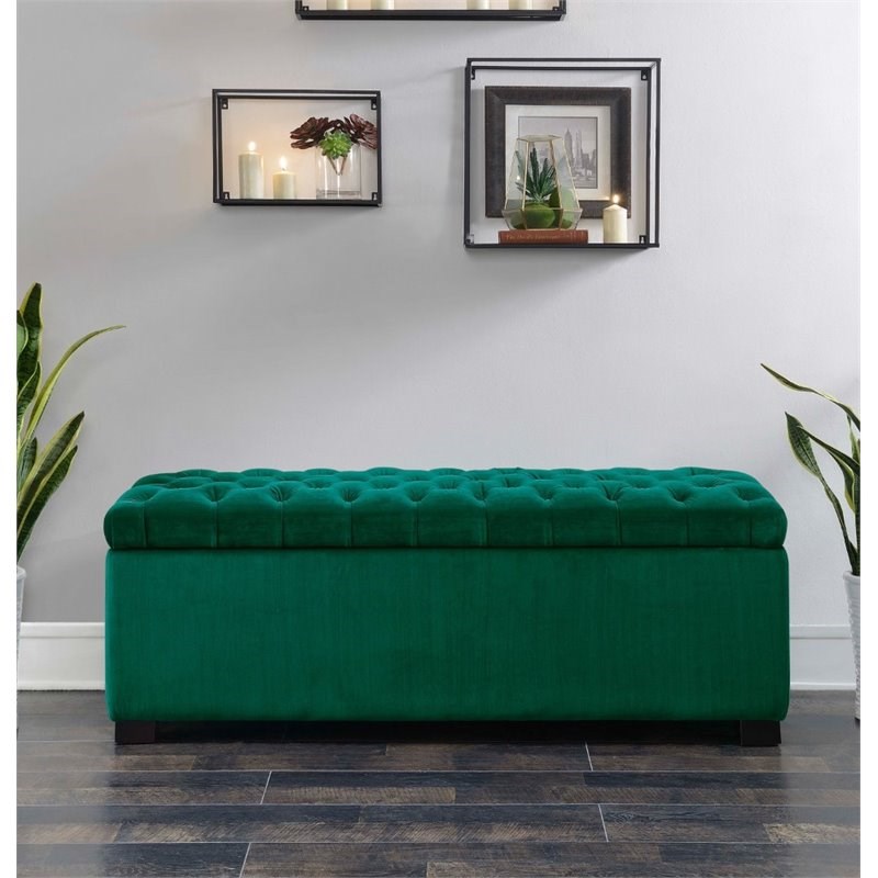 Picket House Furnishings Carson Shoe Storage Bench in Emerald