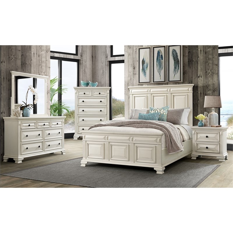 Picket House Furnishings Trent King Panel 4PC Bedroom Set in White