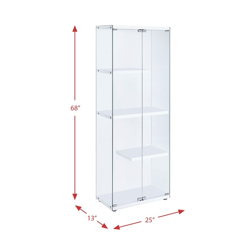 Picket House Furnishings Maxwell Tempered Glass Display Cabinet in Clear