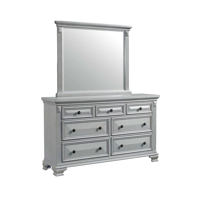 Picket House Furnishings Trent Queen Panel 6PC Bedroom Set in Gray