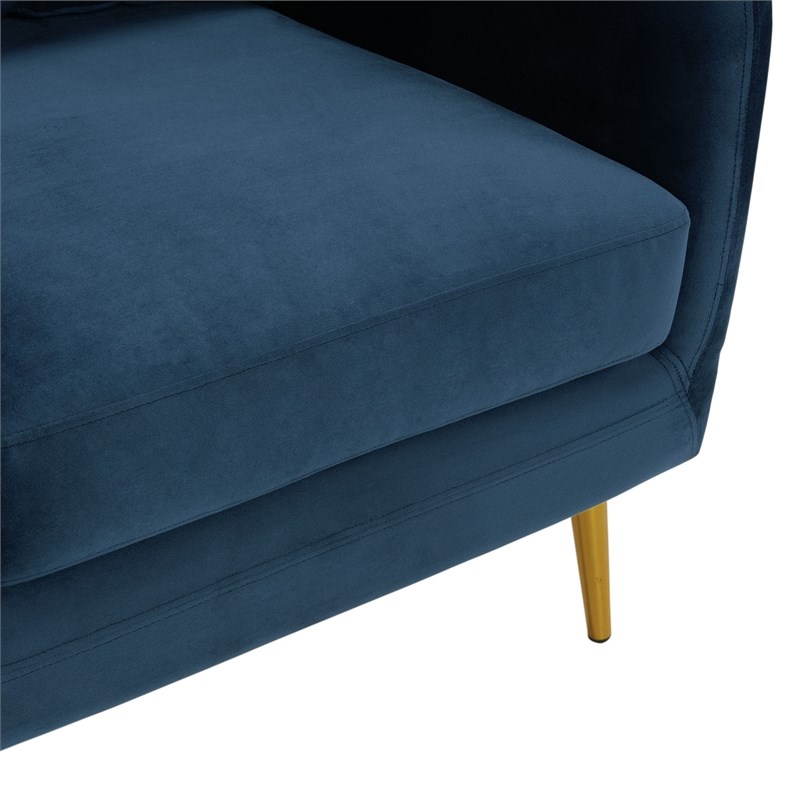 Picket House Furnishings Zuri Accent Chair with Gold Legs in Navy Velvet