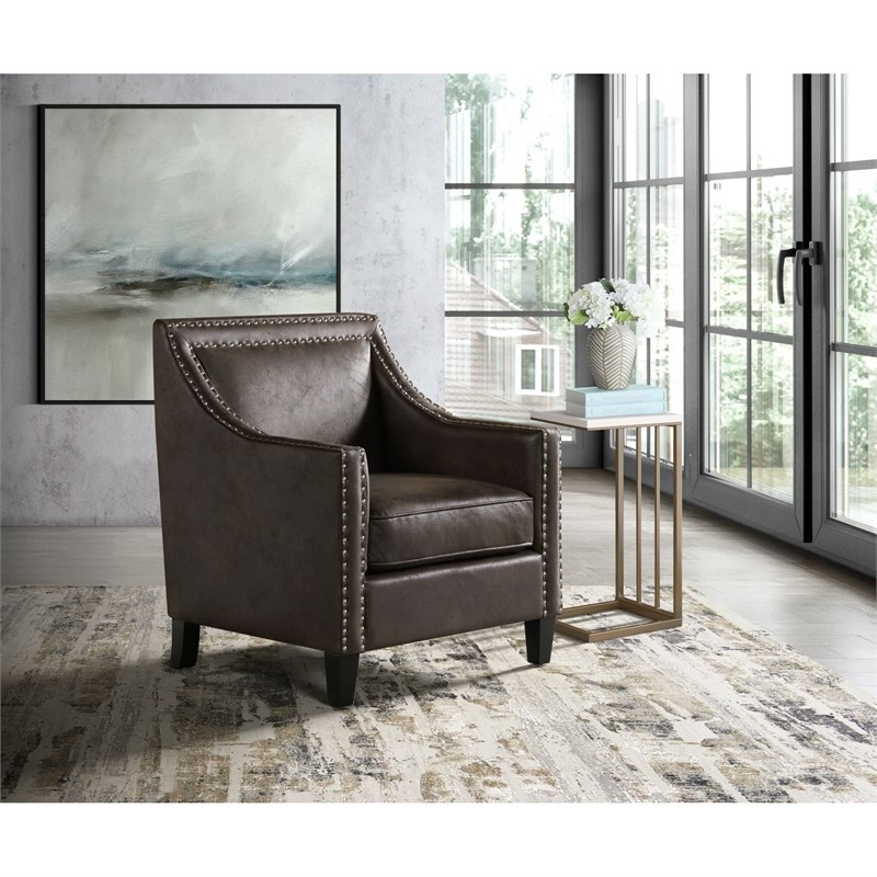 Picket House Furnishings Elly Chair with Chrome Nails In Sierra Espresso