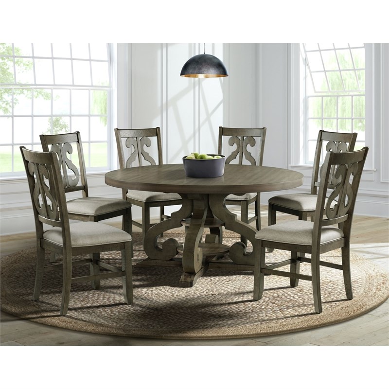 picket house furnishings stanford round 7pc dining set-table & six