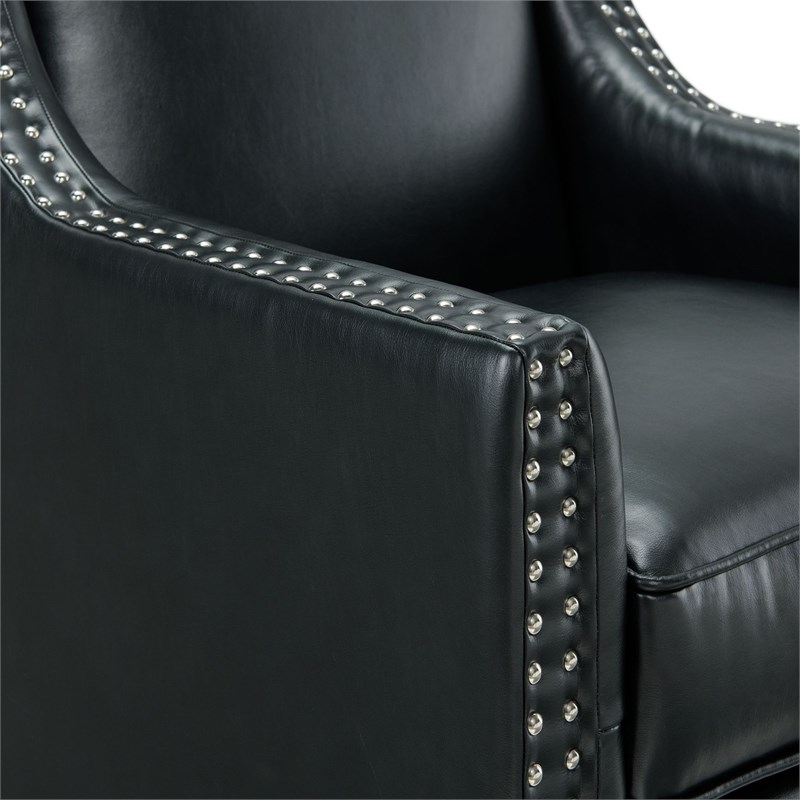Picket House Furnishings Contemporary Aster Faux Leather Chair in Black