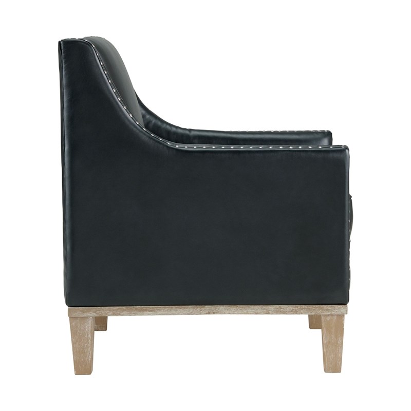 Picket House Furnishings Contemporary Aster Faux Leather Chair in Black