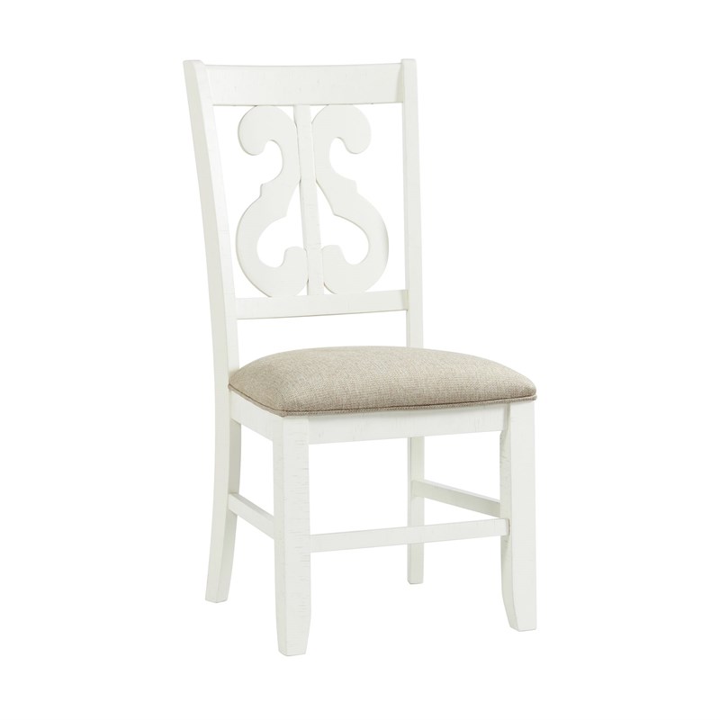 Picket House Furnishings Stanford Wooden Swirl Back Side Chair Set in White