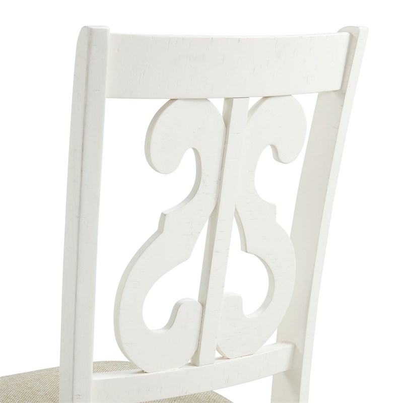 Picket House Furnishings Stanford Wooden Swirl Back Side Chair Set in White
