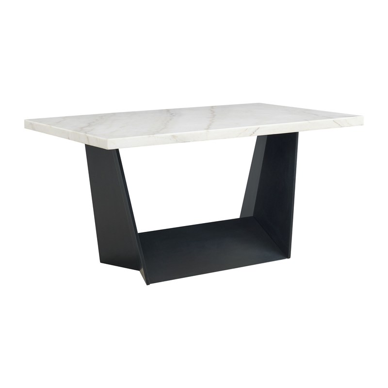 The Picket House Furnishings Dillon Counter Height Marble Table in White