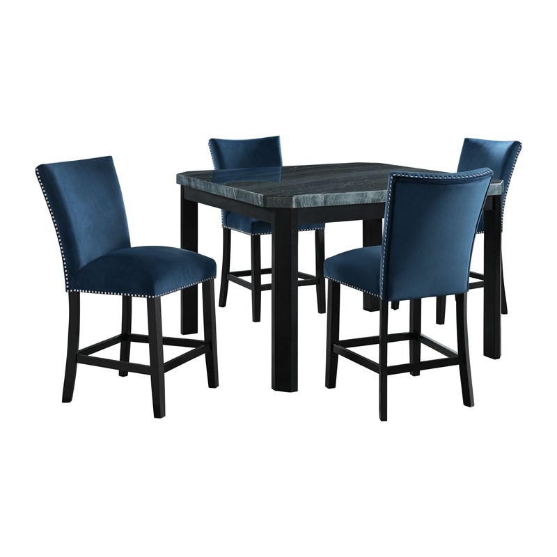 Picket House Furnishings Celine Square 5PC Counter Dining Set in Gray