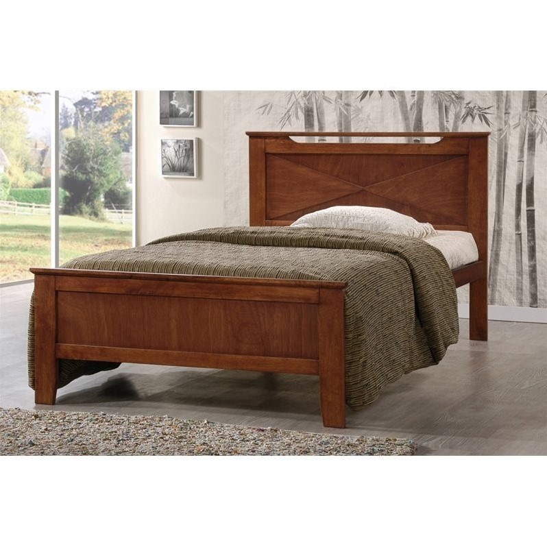 Baxton Studio Demitasse Wood Twin Panel Bed in Antique Oak Homesquare