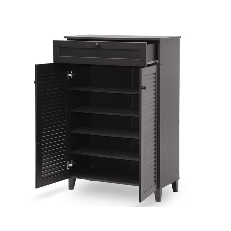 Baxton Studio Harding 4 Shelf Shoe in Espresso Homesquare