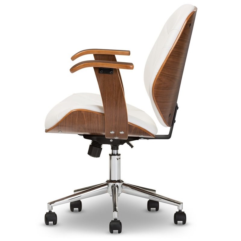 Rathburn Office Chair in White and Walnut Homesquare