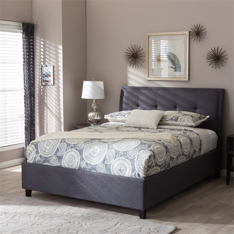 Lea Queen Platform Bed in Dark Gray | Homesquare