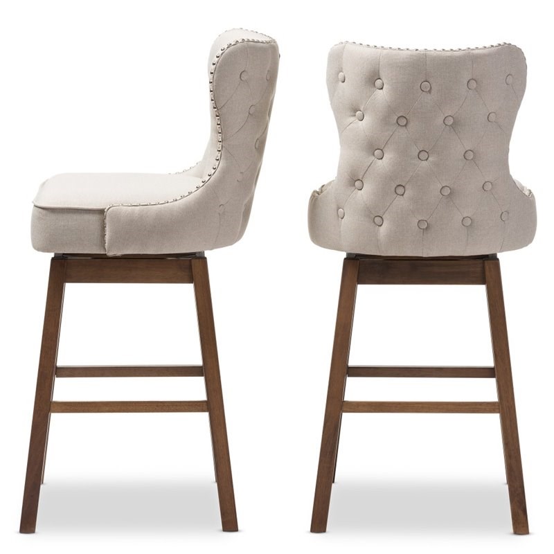 Gradisca Swivel Barstool in Light Beige (Set of 2) Homesquare
