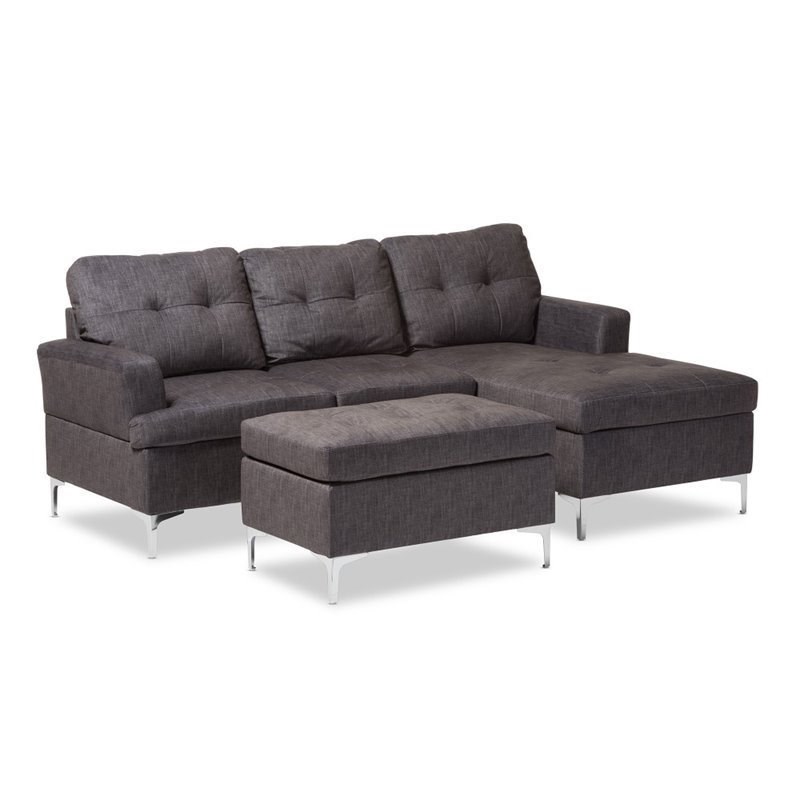 riley upholstered 3 piece sectional in gray - r76032-grey-sf riley upholstered 3 piece sectional in gray - r76032-grey-sf on Riley 3 Piece Sectional Charleston id=52765