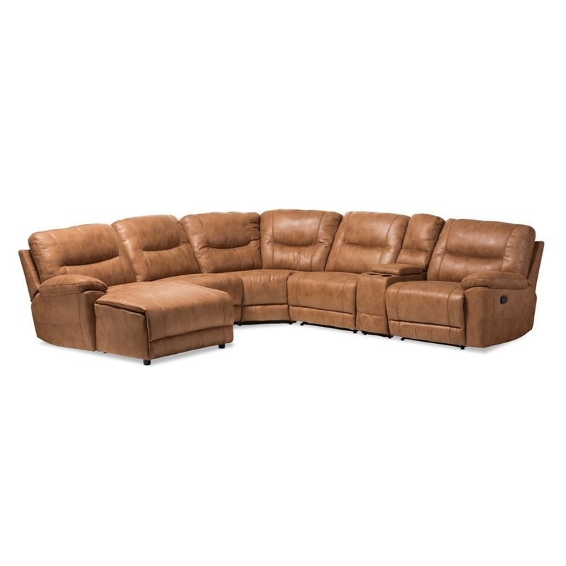 Mistral 6 Piece Reclining Sectional in Light Brown