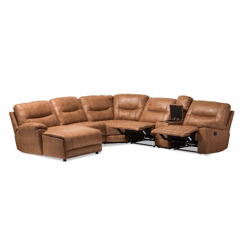 Mistral 6 Piece Reclining Sectional in Light Brown