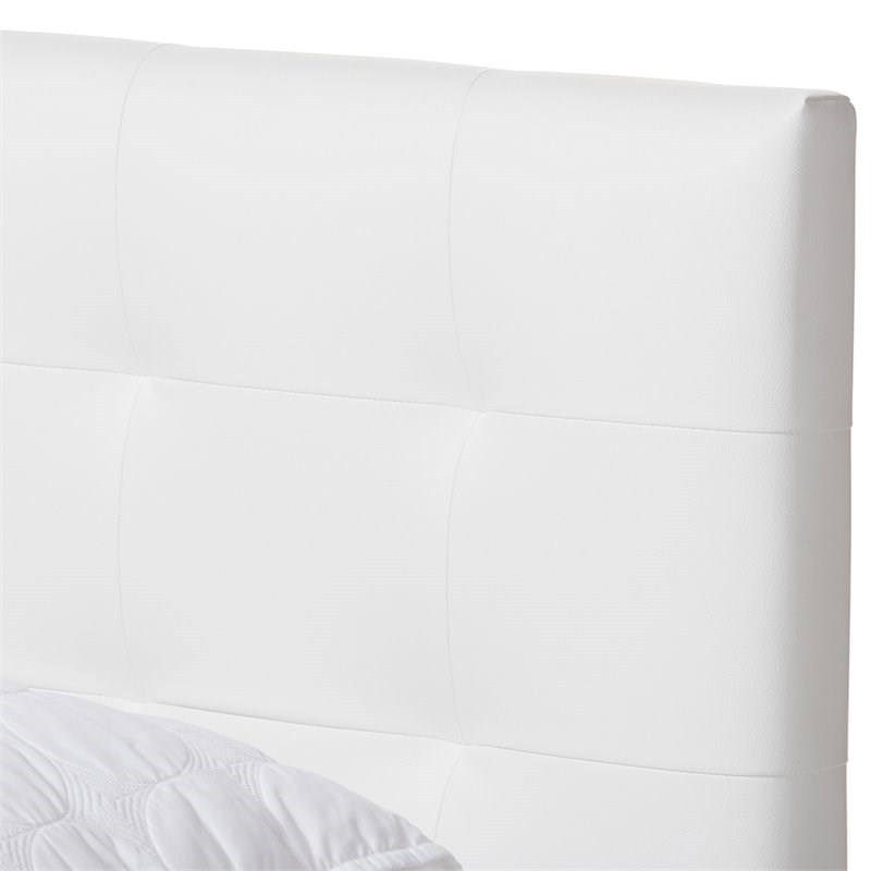 Baxton Studio Mitchell Faux Leather Queen Platform Bed in White