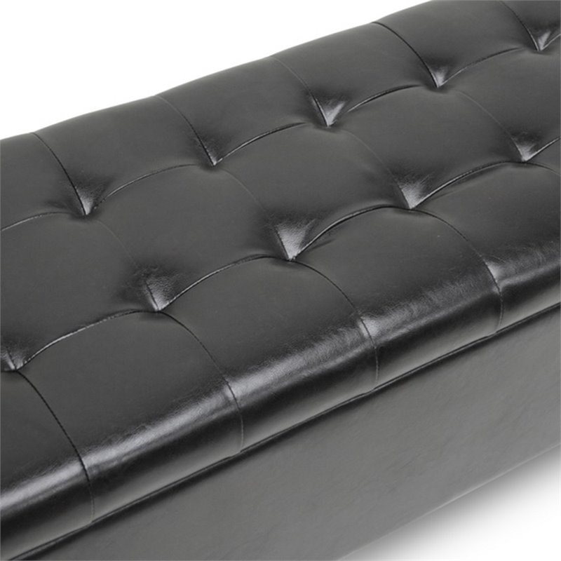 Baxton Studio Roanoke Leather Tufted Storage Ottoman Bench in Black
