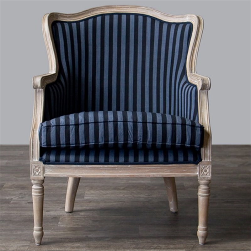 Baxton Studio Charlemagne Accent Chair in Blue and Brown