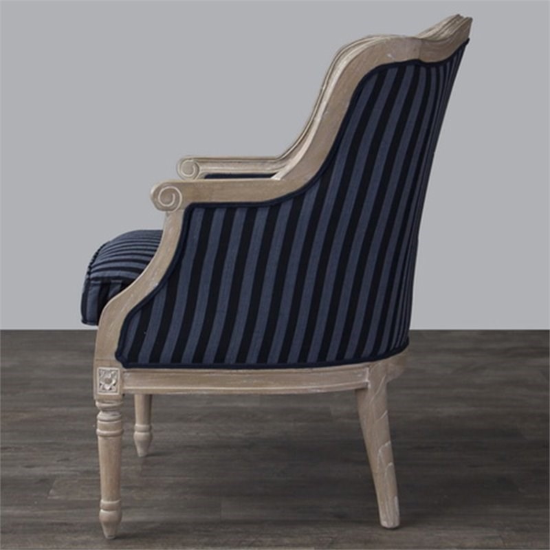 Baxton Studio Charlemagne Accent Chair in Blue and Brown