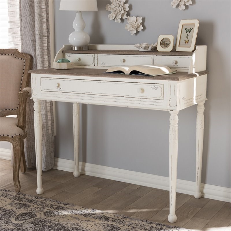 small white distressed desk