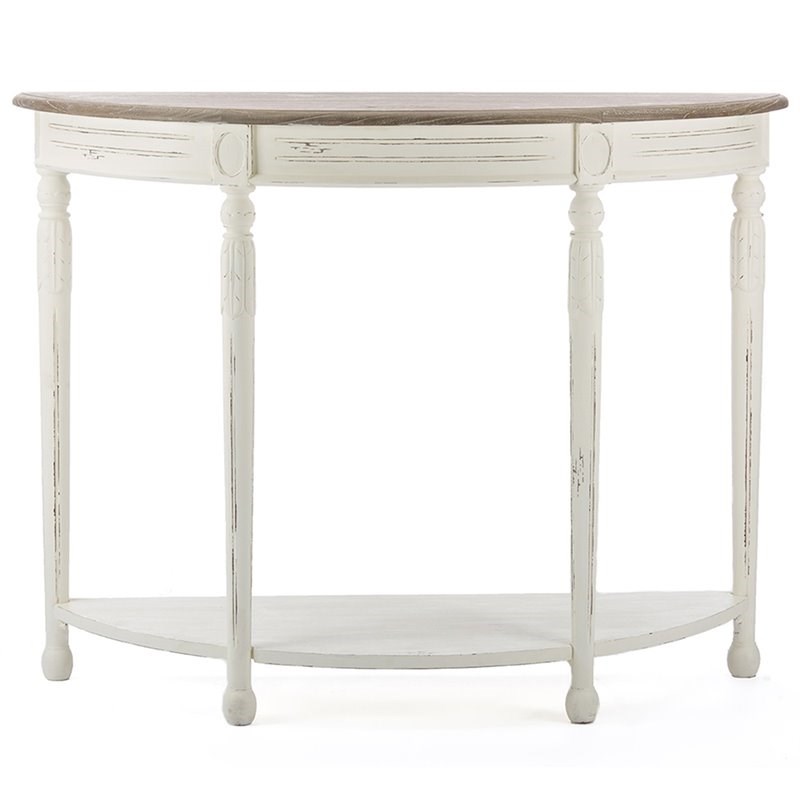 Baxton Studio Vologne Console Table in Antique White and Natural
