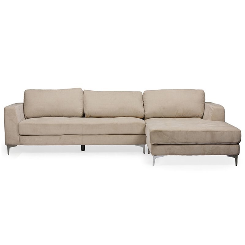 Baxton Studio Agnew Right Facing Sectional in Light Beige